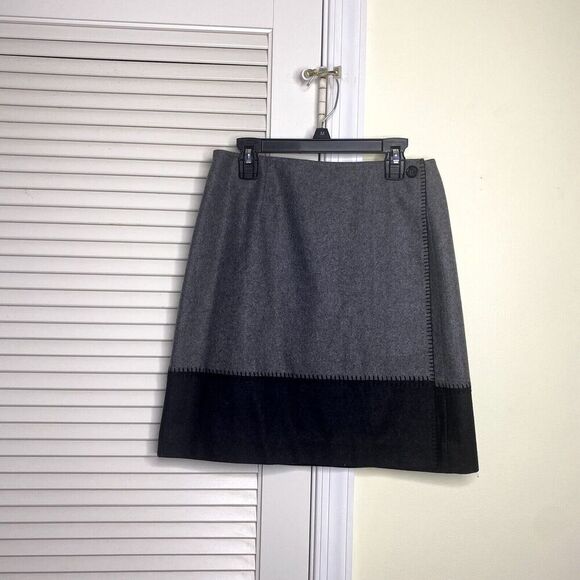 Vintage Ann Taylor Wool Wrap Mini Skirt Gray Black SZ 6P Fits Like modern SZ XS - Picture 1 of 6